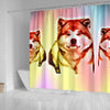 Colorful Akita Dog Print Shower Curtain-Free Shipping