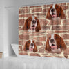 Irish Red And White Setter Print Shower Curtain-Free Shiping
