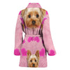 Yorkie On Pink Print Women's Bath Robe-Free Shipping