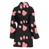 Pink Paws Print Women's Bath Robe-Free Shipping