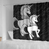 Black-White Unicorn Print Shower Curtain-Free Shipping