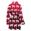 Great Pyrenees Dog Pattern On Red Print Women's Bath Robe-Free Shipping