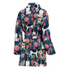 English Springer Spaniels Dog Floral Print Women's Bath Robe-Free Shipping