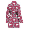 Irish Setter Dog Floral Pattern Print Women's Bath Robe-Free Shipping