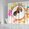 Colorful Basset Hound dog Print Shower Curtain-Free Shipping