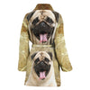 Laughing Pug Print Women's Bath Robe-Free Shipping
