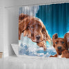 Irish Setter On Sky Blue Print Shower Curtains-Free Shipping