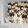 Laughing Pug Print Shower Curtain-Free Shipping