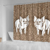 Cute Middle White Pig Print Shower Curtain-Free Shipping
