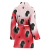 Amazing Curly-Coated Retriever Dog Print On Red/White Women's Bath Robe-Free Shipping