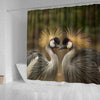 Grey Crowned Crane Bird Print Shower Curtains-Free Shipping