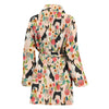 Basenji Dog Floral Print Women's Bath Robe-Free Shipping