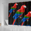 Red And Green Macaw Parrot Print Shower Curtains-Free Shipping