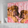 Bordeaux Mastiff On Pink Print Shower Curtains-Free Shipping
