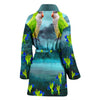 Monk Parakeet Parrot Print Women's Bath Robe-Free Shipping