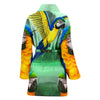 Blue And Yellow Macaw Parrot Print Women's Bath Rob-Free Shipping