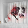 St. Bernard Dog Watercolor Art Print Shower Curtains-Free Shipping