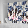 Boston Terrier Floral Print Shower Curtain-Free Shipping