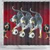 Bluetick Coonhound Playing football Print Shower Curtain-Free Shipping
