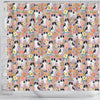 Japanese Chin Dog Floral Print Shower Curtains-Free Shipping