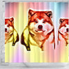Colorful Akita Dog Print Shower Curtain-Free Shipping