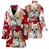 Cute Chihuahua On Red Print Women's Bath Robe-Free Shipping