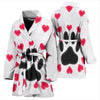 Paws Print With heart Women's Bath Robe-Free Shipping
