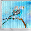 Blue Budgie Parrot (Common Parakeet) Print Shower Curtains-Free Shipping