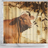 Red Brangus Cattle Print Shower Curtain-Free Shipping