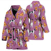 Rat Terrier Dog On Pizza Print Women's Bath Robe-Free Shipping