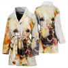 Labrador Dog Art Print Women's Bath Robe-Free Shipping