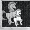 Black-White Unicorn Print Shower Curtain-Free Shipping