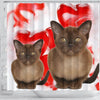 Burmese Cat On Red Print Shower Curtains-Free Shipping