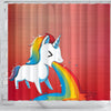 Rainbow Unicorn Print Shower Curtain-Free Shipping
