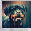 Rottweiler Dog Vector Art Print Shower Curtains-Free Shipping