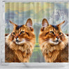 Amazing Somali Cat Print Shower Curtains-Free Shipping