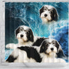Polish Lowland Sheepdog Print Shower Curtains-Free Shipping
