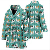 Toy Fox Terrier Dog Hearts Pattern Print Women's Bath Robe-Free Shipping