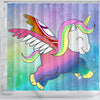 Cute Smiling Unicorn Print Shower Curtain-Free Shipping