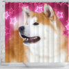 Akita On Pink Print Shower Curtains-Free Shipping