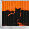 Cat Shadow Print Shower Curtain-Free Shipping
