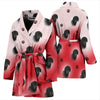 Amazing Curly-Coated Retriever Dog Print On Red/White Women's Bath Robe-Free Shipping