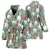 French Bulldog Floral Print Women's Bath Robe-Free Shipping