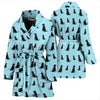 Black Labrador Pattern Print Limited Edition Women's Bath Robe-Free Shipping