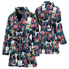 English Springer Spaniels Dog Floral Print Women's Bath Robe-Free Shipping