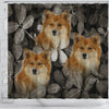 Icelandic Sheepdog On Black Print Shower Curtains-Free Shipping