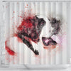 St. Bernard Dog Watercolor Art Print Shower Curtains-Free Shipping