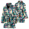 Labrador Retriever Dog Floral Print Women's Bath Robe-Free Shipping
