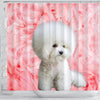 Bichon Frise On Pink Print Shower Curtains-Free Shipping