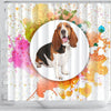 Colorful Basset Hound dog Print Shower Curtain-Free Shipping